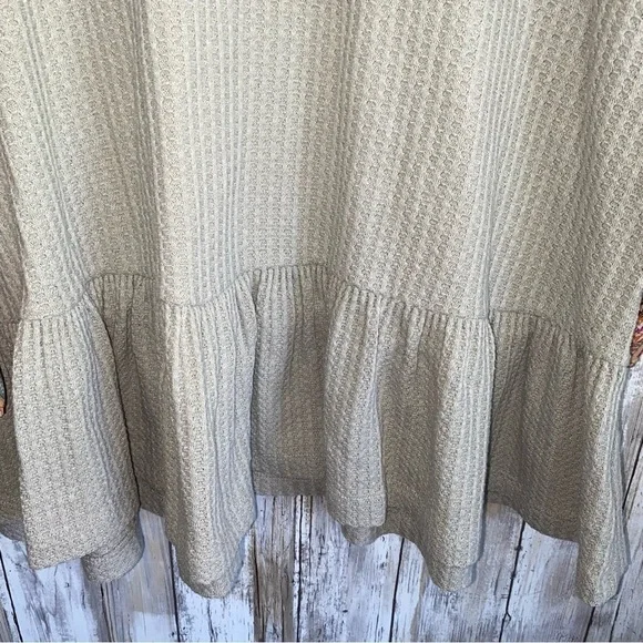 Umgee Oversized Peplum Paisley Sleeve Waffle Knit Blouse - Picture 3 of 5